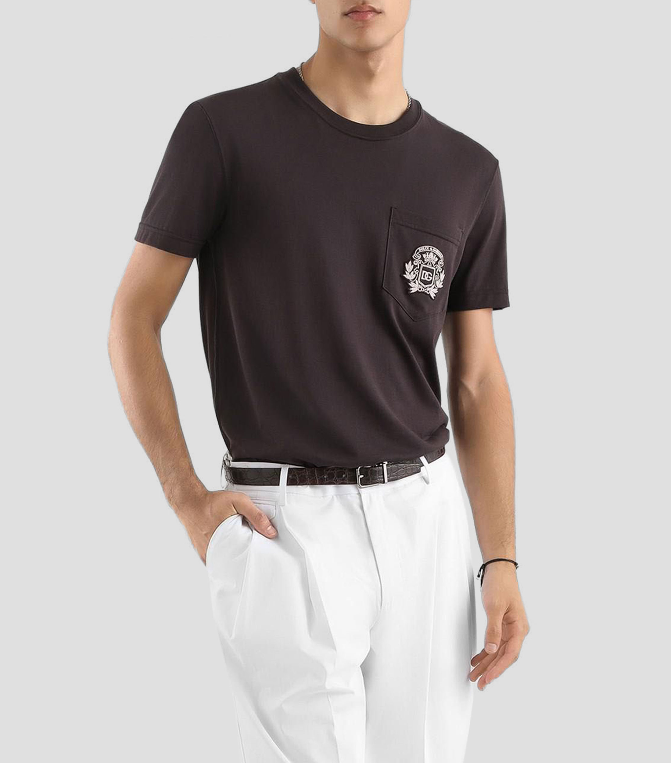 Playera cuello redondo manga corta de diseño sólido Hombre